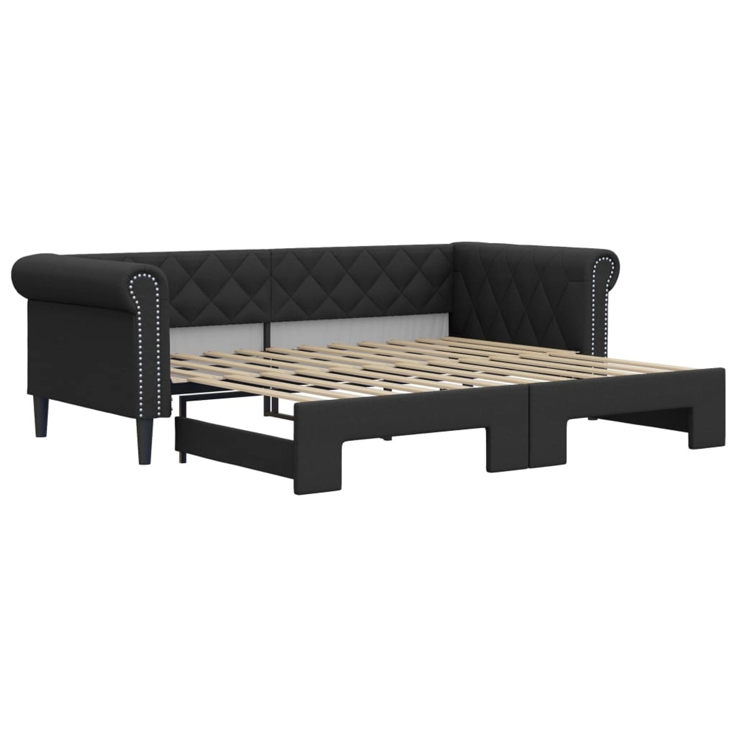 vidaXL Tagesbett Ausziehbar Schwarz 90x200 cm Kunstleder1881767