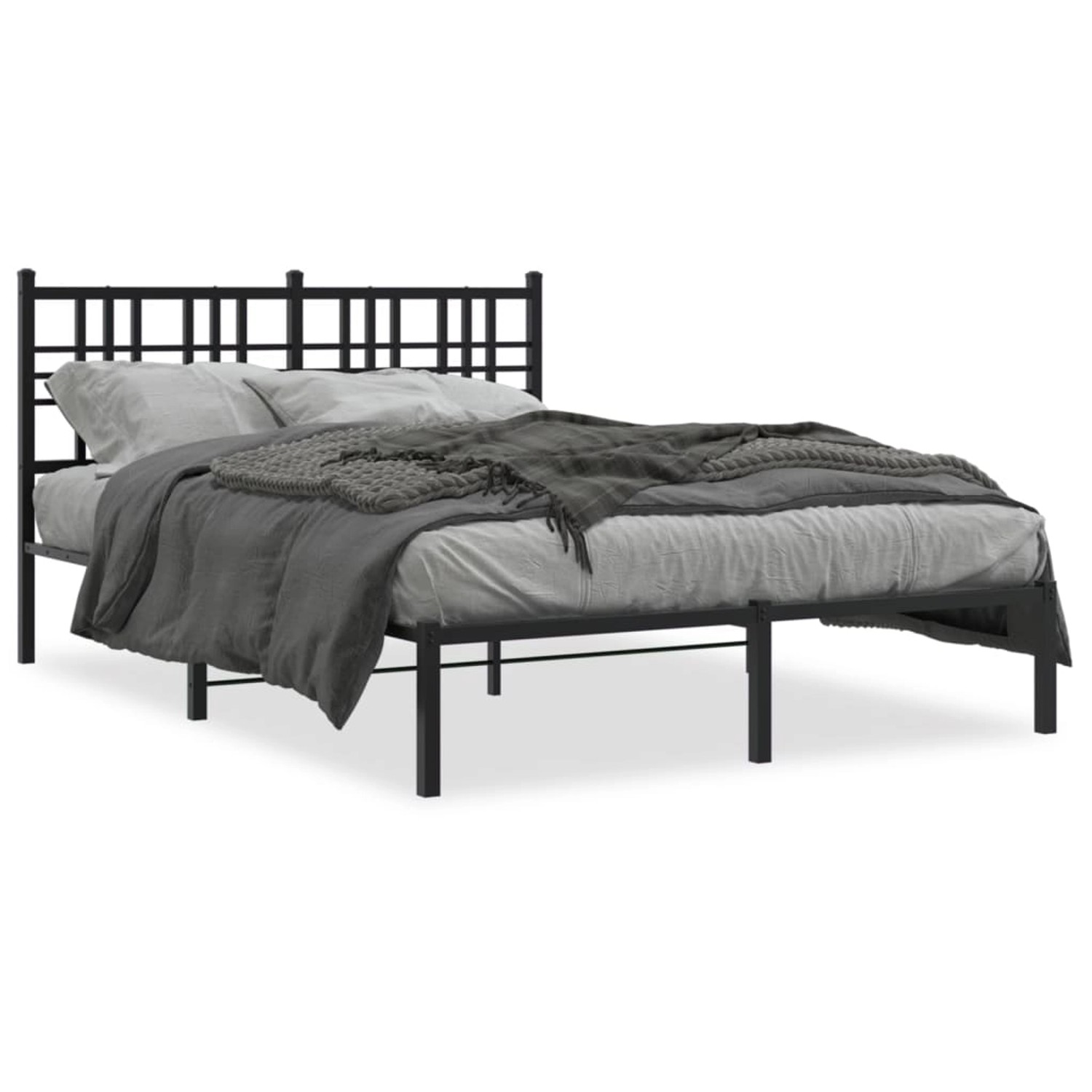 vidaXL Bettgestell mit Kopfteil Metall Schwarz 135x190 cm 376323 günstig online kaufen