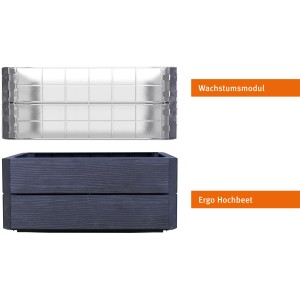 Garantia Ergo Quadro Turbo S 50 Wood Kunststoff-Hochbeet mit Wachstumsmodul, Holzoptik.