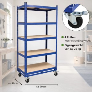 TRUTZHOLM Etagenwagen 195x90x45 cm 750kg 5 Ebenen