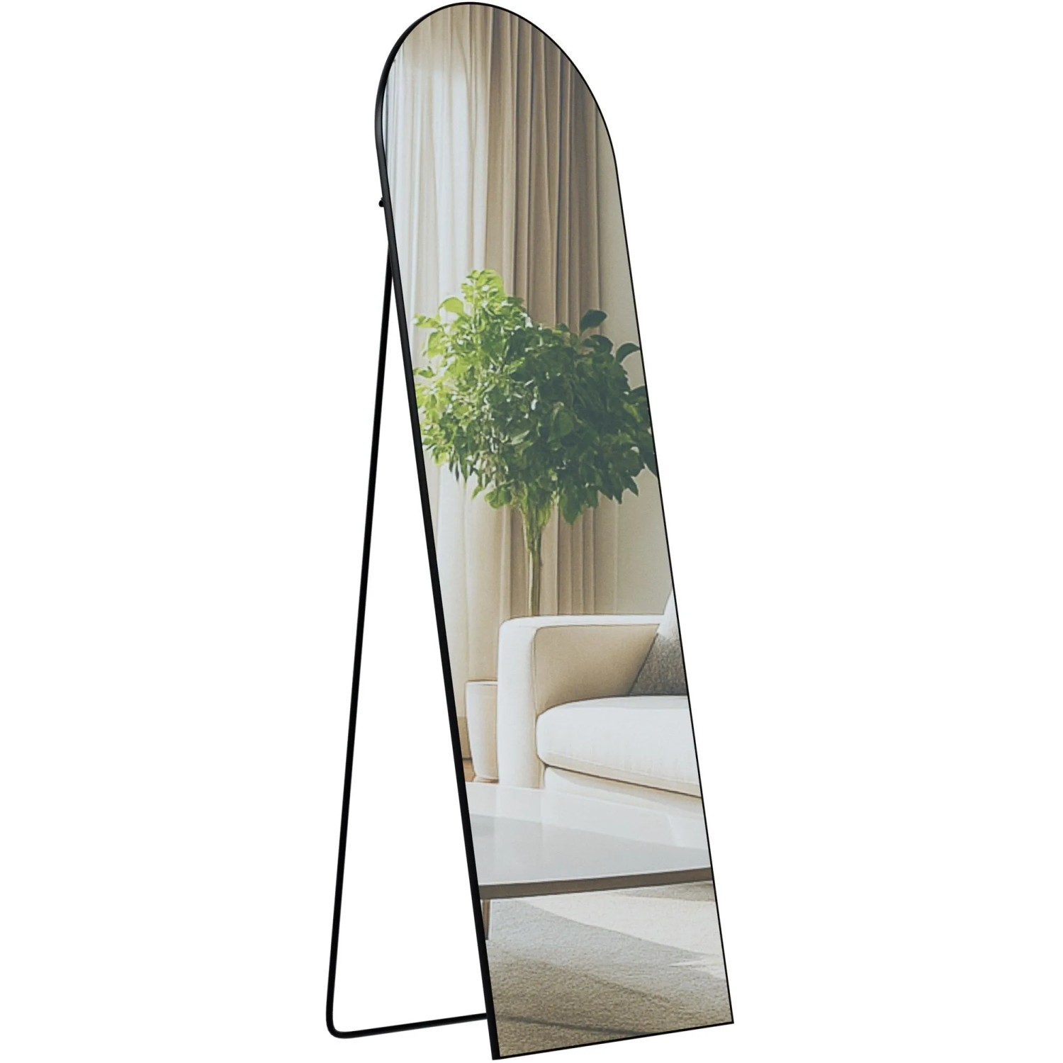 DELUKE Standspiegel MALAGA Glas Schwarz-matt 50x3x160cm Ganzkörperspiegel Freistehender Spiegel Groß Schlafzimmer