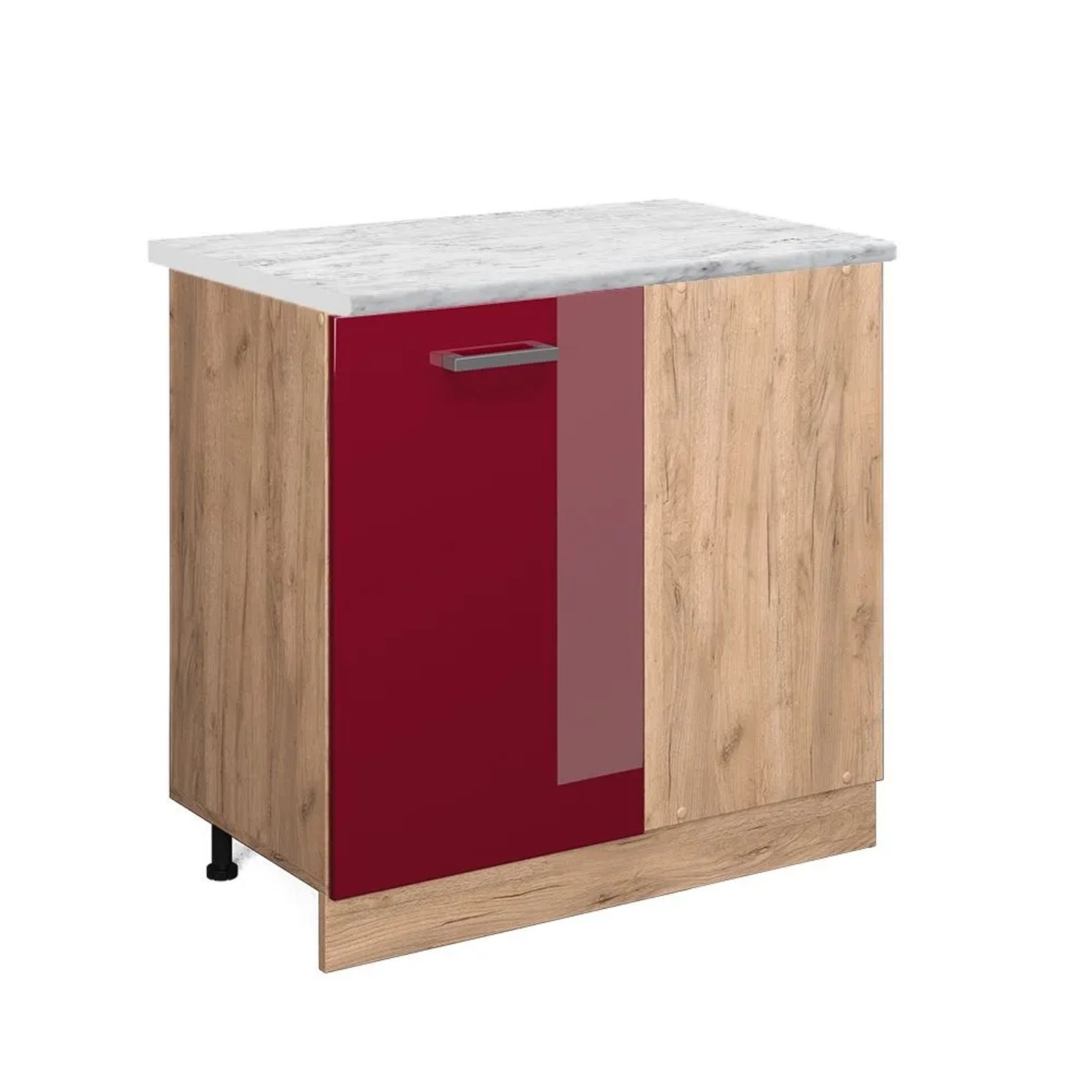 Vicco Eckunterschrank R-Line Rot Hochglanz 86 x 82 AP Marmor Opt3