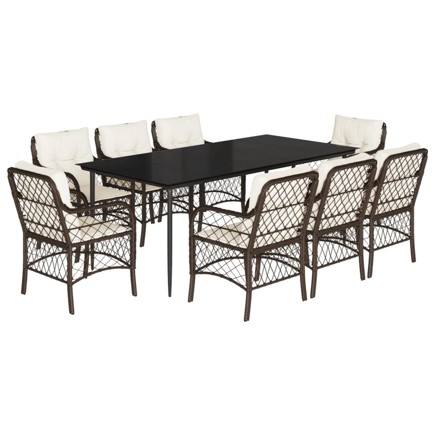 vidaXL 9-Tlg Garten-Essgruppe mit Kissen Braun Poly Rattan 3212116 günstig online kaufen
