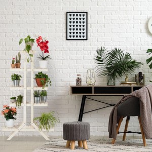 Relaxdays Blumentreppe Holz Weiß 5 Stufen 142 cm x 83 cm x 25 cm 4,6 kg