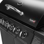 Schwarzer Taino Basic 6+1 Gasgrill mit Edelstahl-Brennern und Seitenkocher, Detailansicht.