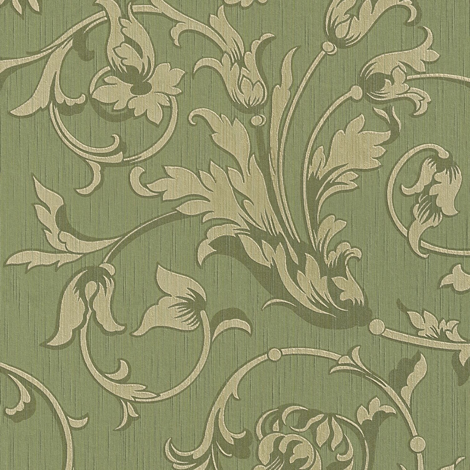 PROFHOME 956334-GU Textiloptik Tapete Blumen Matt Grün 0,53 m x 10,05 m 5,3 günstig online kaufen
