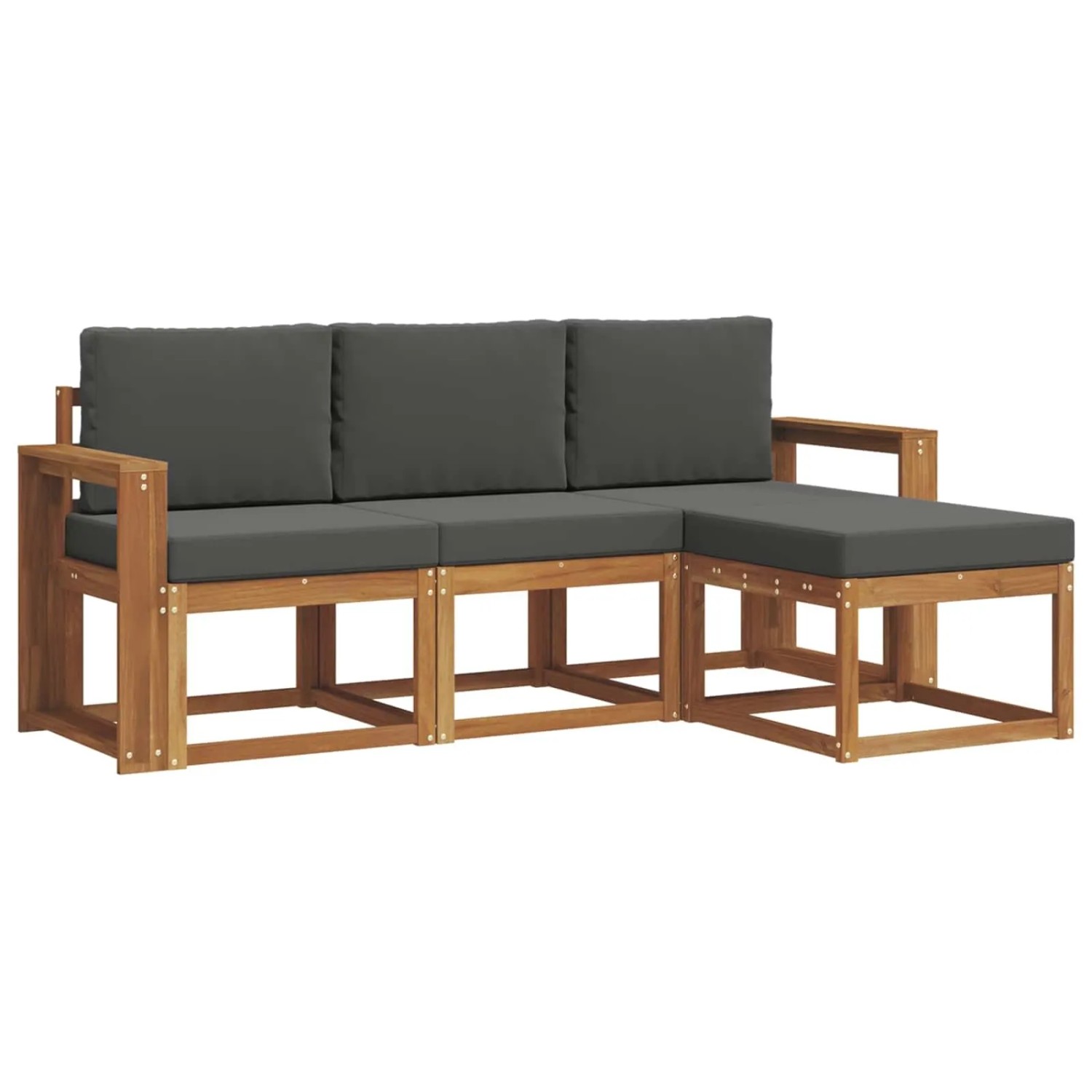 vidaXL Outdoor-Sofagarnitur mit Kissen 4-Tlg Natur und Anthrazit 3366225
