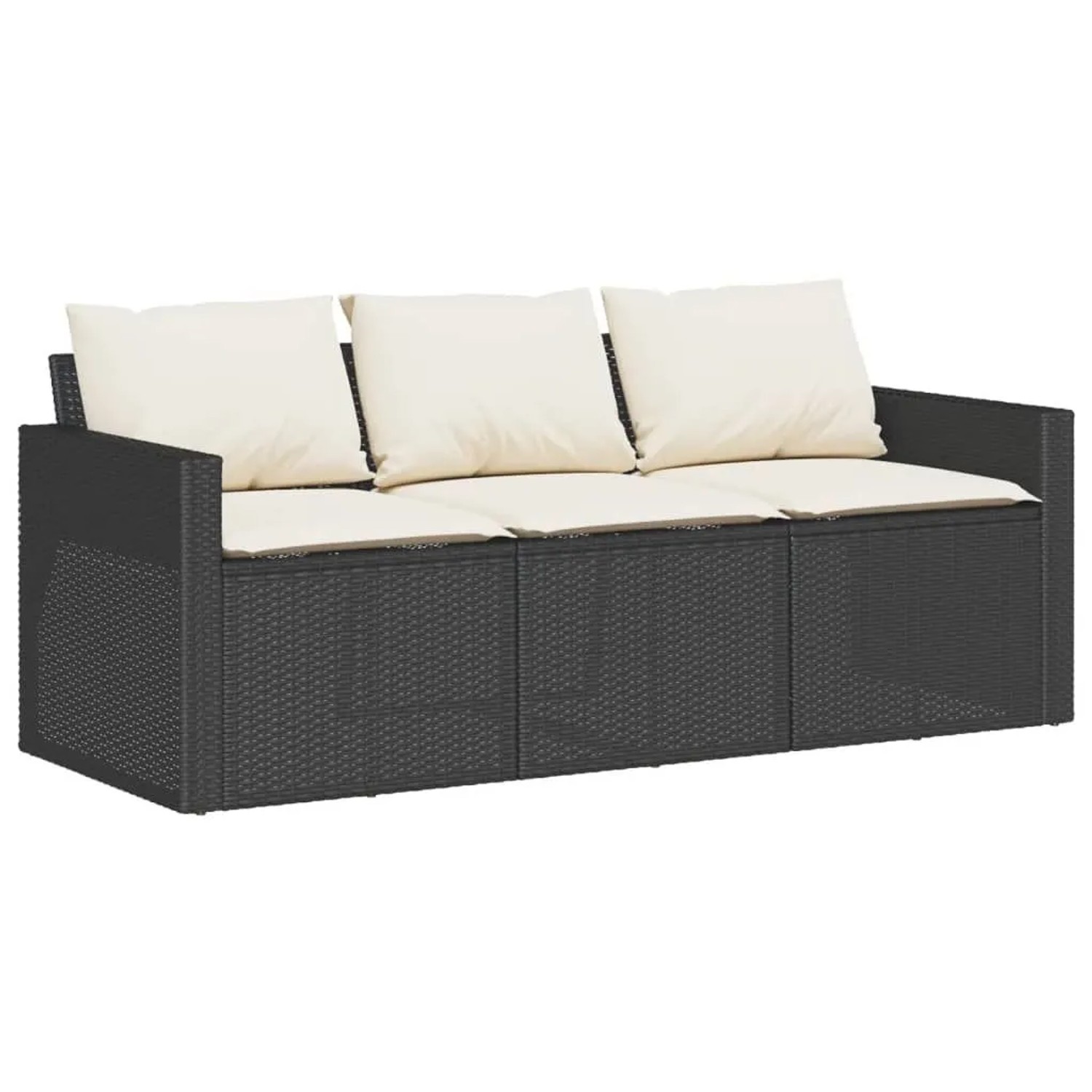 vidaXL Gartensofa mit Kissen 3-Sitzer Schwarz Poly Rattan 366340 günstig online kaufen