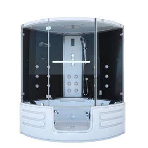 AquaVapore Dampfdusche mit Whirlpool und schwarzer Rückwand, 150x150cm.