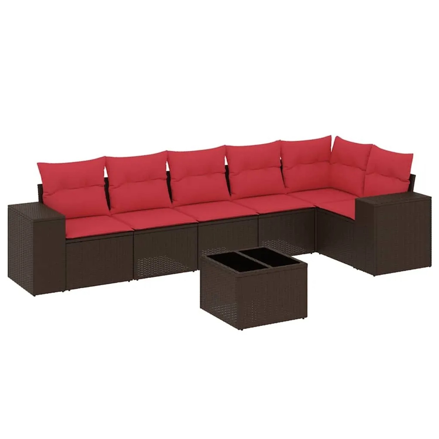vidaXL 7-Tlg Gartensofa-Set mit Kissen Braun Polyrattan 3222603 günstig online kaufen