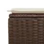 Brauner Gartenhocker aus Rattan mit cremefarbenem Kissen, Teil der vidaXL Sofagarnitur.