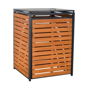 Merxx Mülltonnenbox Basis Groß aus Alu und Akazie für 1 Tonne