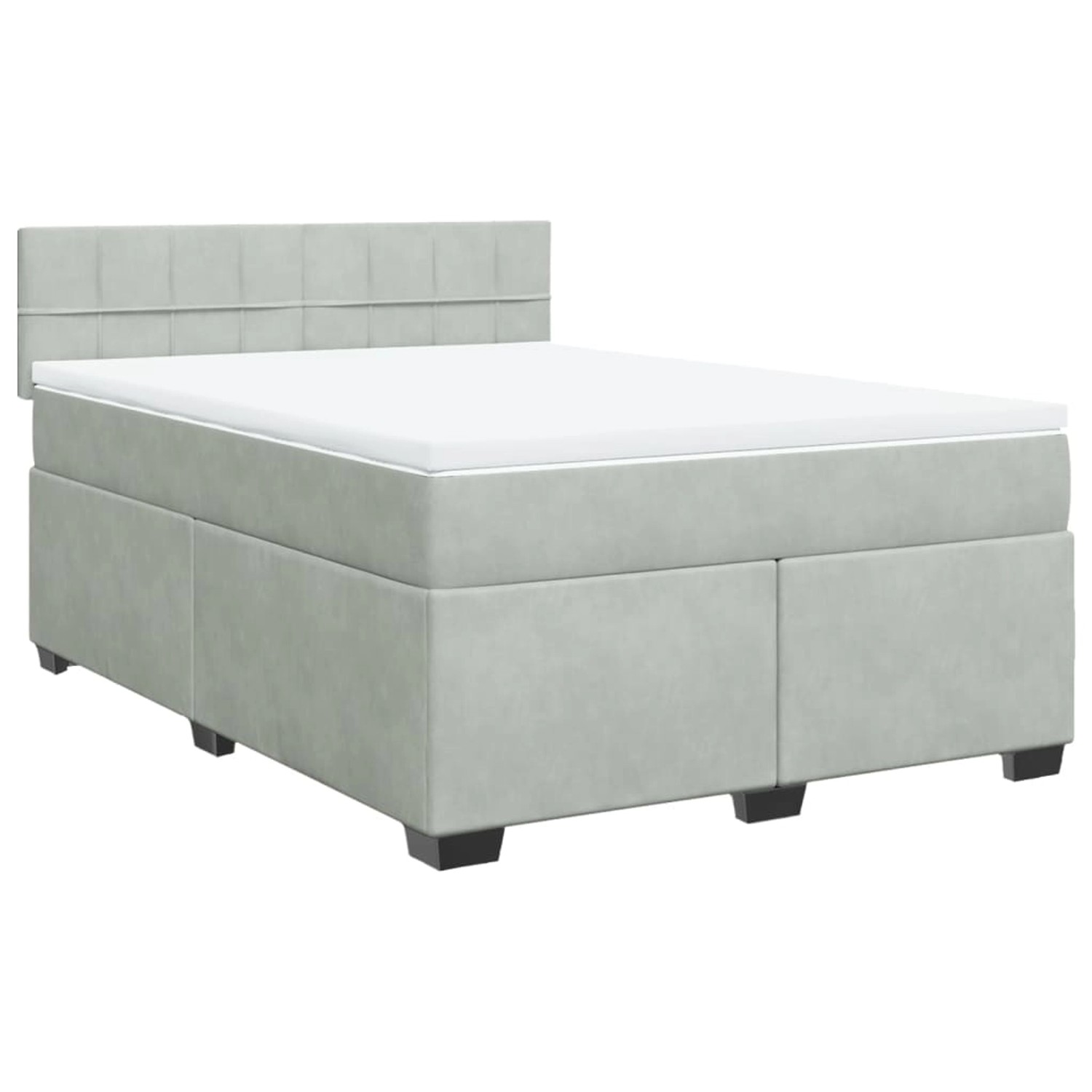 vidaXL Boxspringbett mit Matratze Hellgrau 140x200 cm Samt2099697 günstig online kaufen