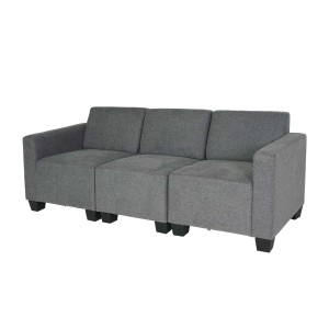 Graues MCW Modular 3-Sitzer Sofa Moncalieri mit Clipsystem und bequemer Polsterung.