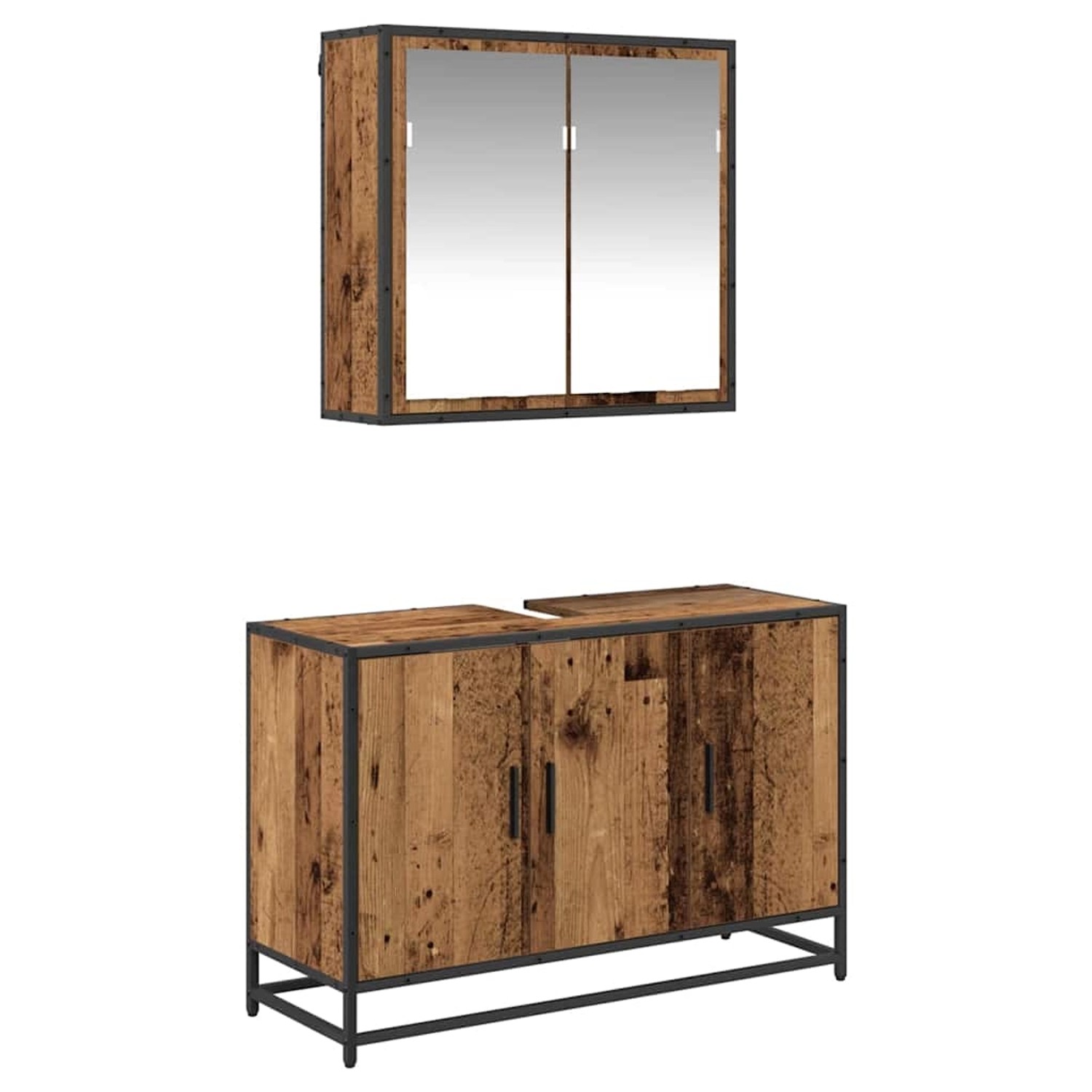 vidaXL Badezimmermöbel-Set mit Regal 2-Tlg Altholz Holzwerkstoff 3402357 günstig online kaufen