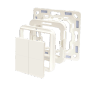 Weißer Shelly BLU Wall Switch 4, ein smarter Vierfachschalter für die Hausautomation, in Einzelteilen.