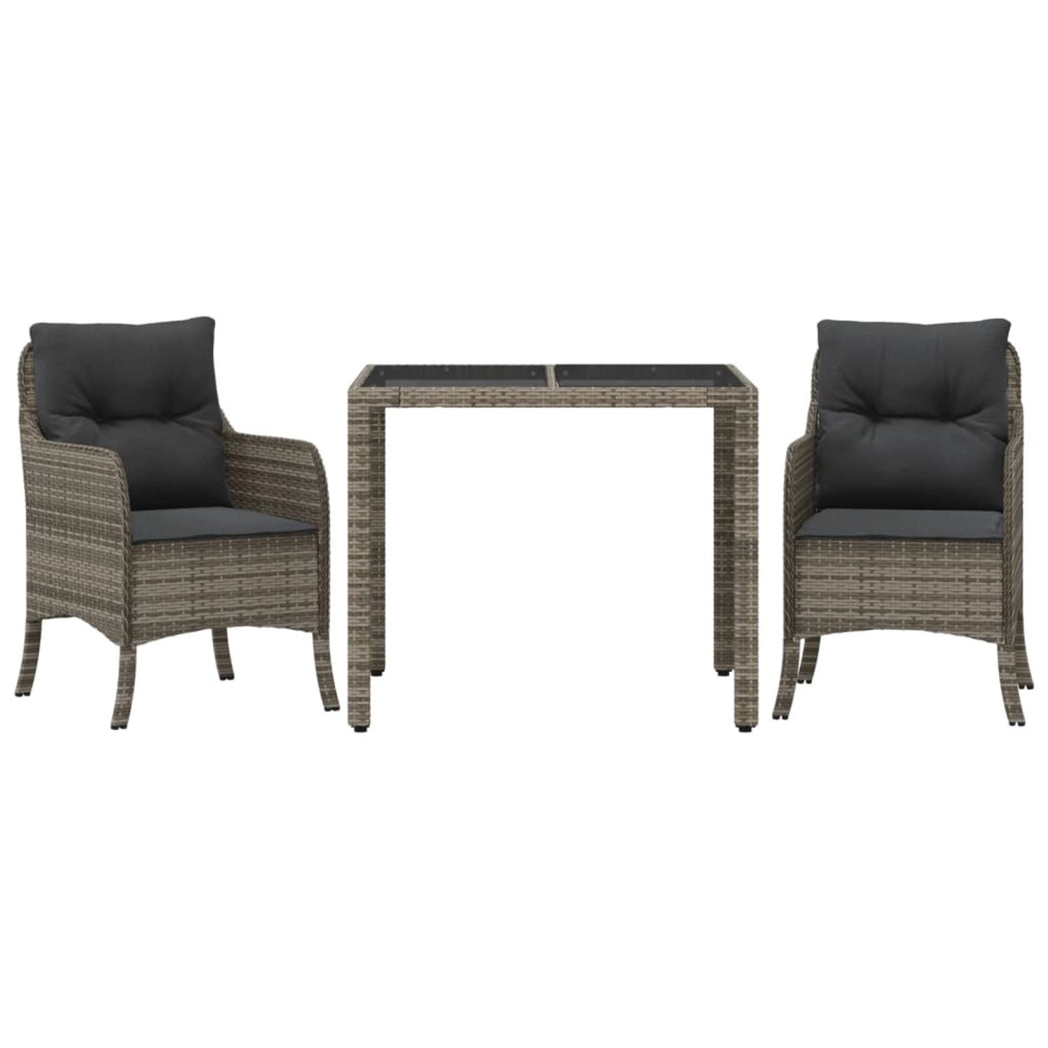 vidaXL 3-Tlg Garten-Essgruppe mit Kissen Grau Poly Rattan 3211854 günstig online kaufen