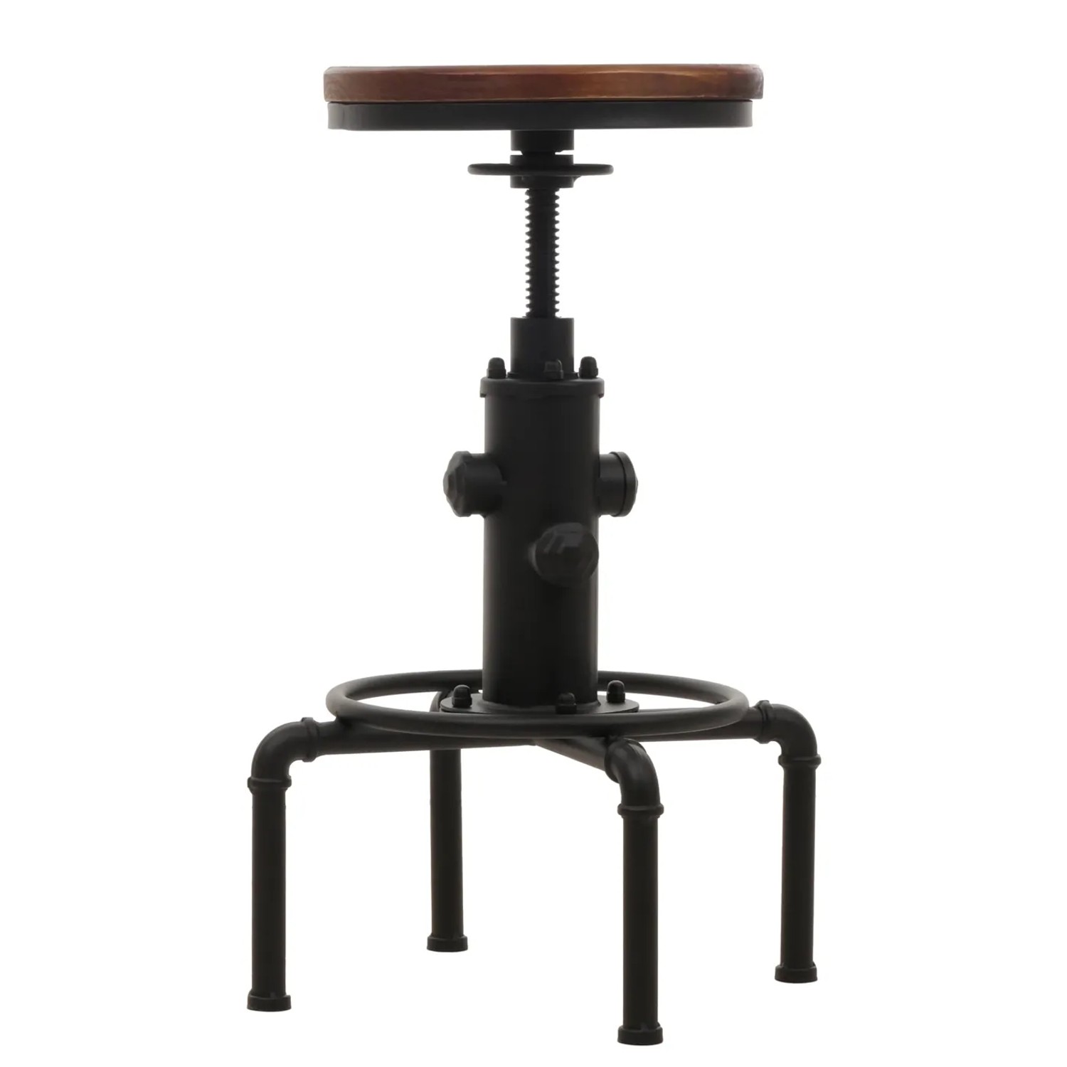 2er Set MCW Barhocker N23, braun, im Industrie Design mit Stahlgestell und Holz Sitzfläche.