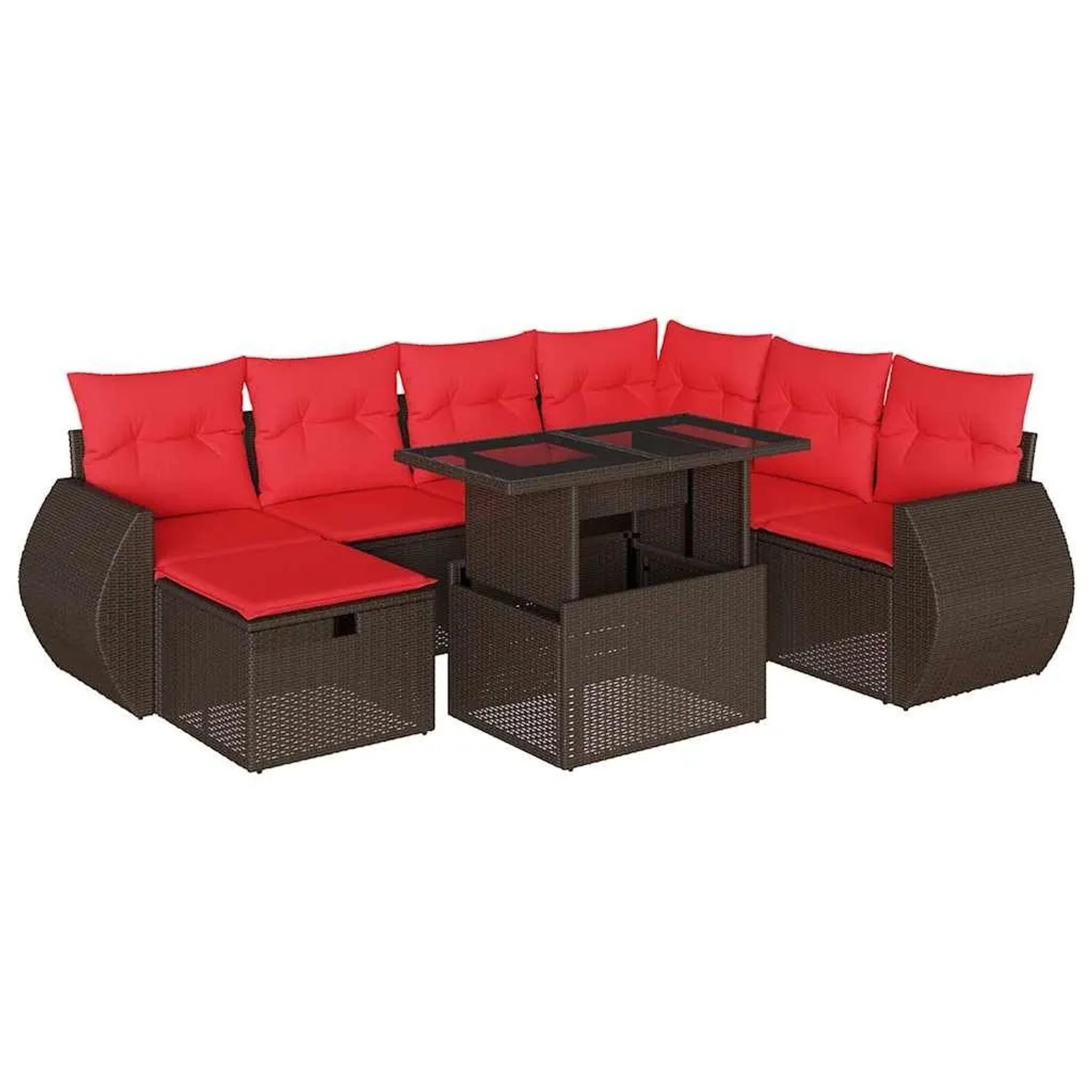 vidaXL 8-Tlg Gartensofa-Set mit Kissen Braun Polyrattan 3275164 günstig online kaufen