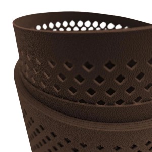 Detailaufnahme: Brauner zaunzu Sichtschutz Premium mit Diamant-Lochmuster für Doppelstabmatten.