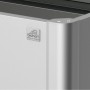 Detailansicht des Biohort Hochbeets aus Metall in Quarzgrau-Metallic. Fokus auf Ecke und Logo.