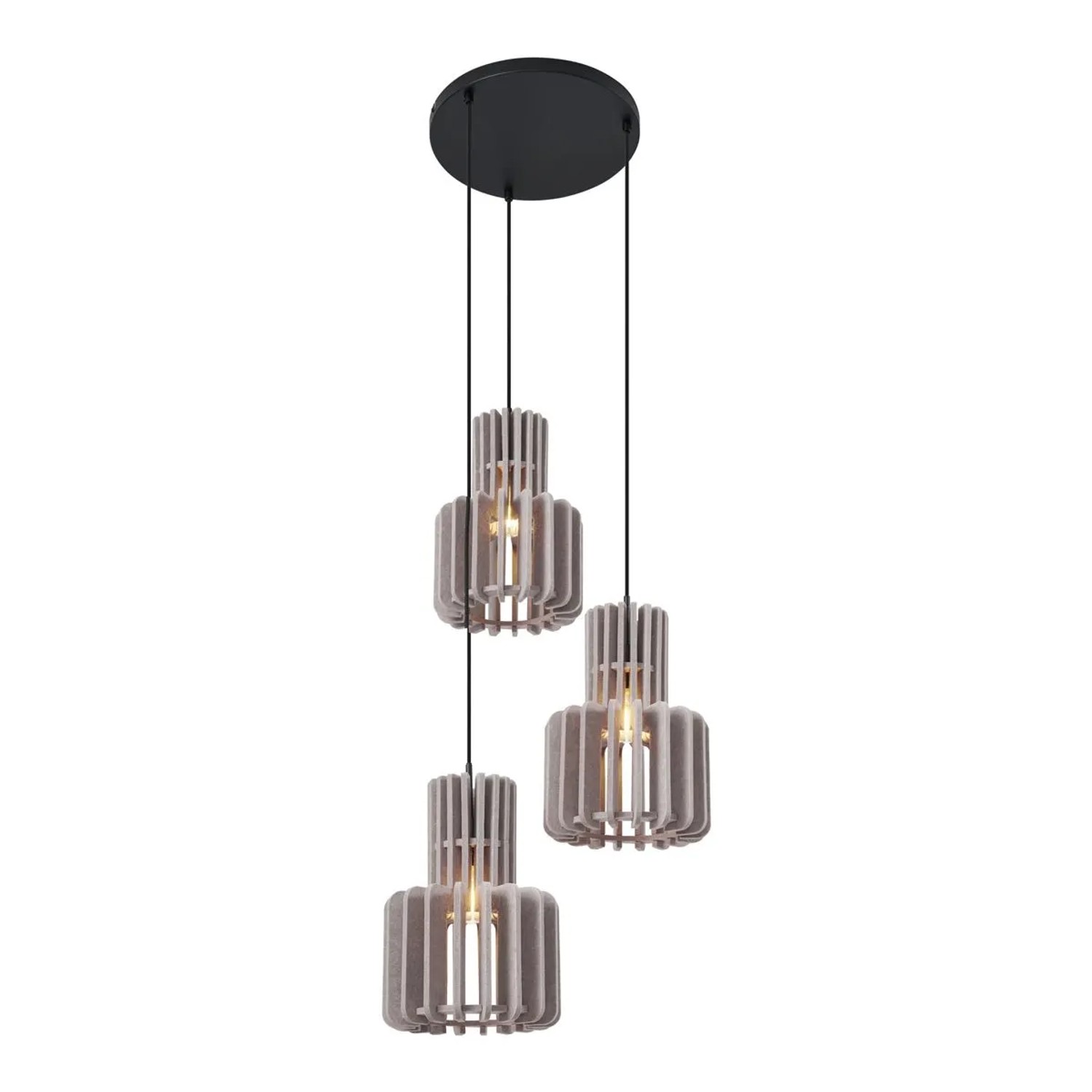 QAZQA Retro Hängelampe Schwarz mit Taupe 3 Flammig Felt