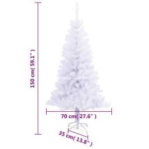 Weißer, künstlicher Weihnachtsbaum, 150 cm hoch, mit 380 Zweigen und Ständer.