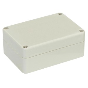 Lichtgraues Blanko Modulgehäuse IP65, 83x58x33mm, für Elektroinstallationen.