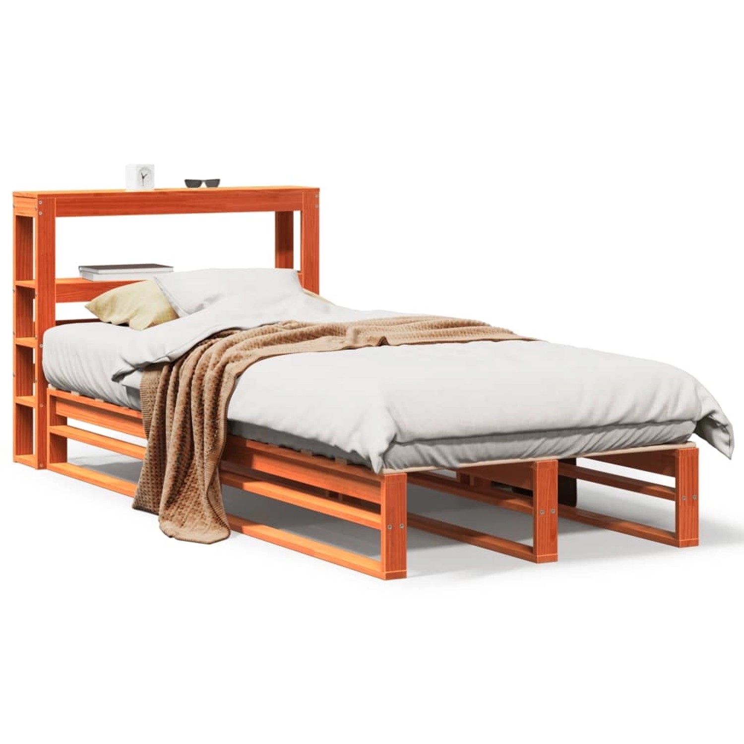 vidaXL Massivholzbett ohne Matratze Wachsbraun 100x200 Kiefernholz 3306491 günstig online kaufen
