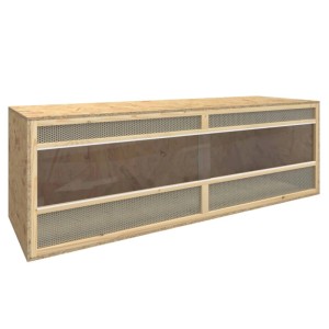 vidaXL Terrarium aus Holzwerkstoff, 144x46x48 cm, mit Glasfront und Stahlnetzen für gute Belüftung.