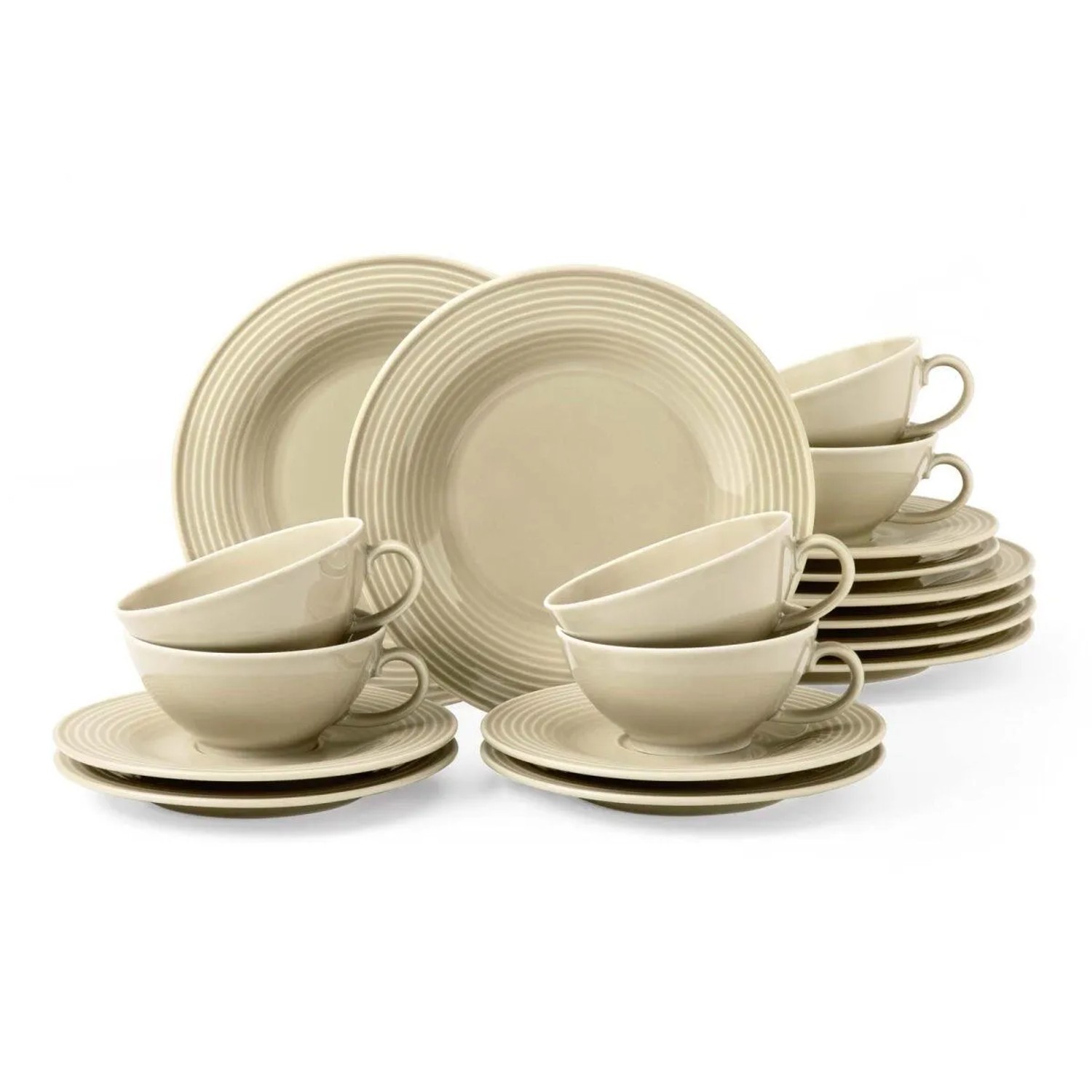 Seltmann Weiden Beat Color Glaze Teeservice 18-teilig Sandbeige