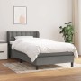 Dunkelgraues vidaXL Boxspringbett 100x200 cm mit Matratze und Stoffbezug.