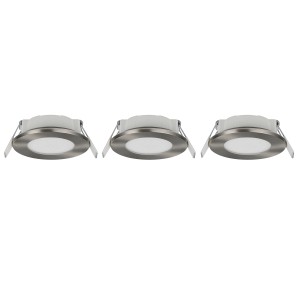 3er-Set Trio LED-Einbauleuchten Himal, Nickel matt, Ø 8,5 cm. Moderne Einbaustrahler für Innenräume.