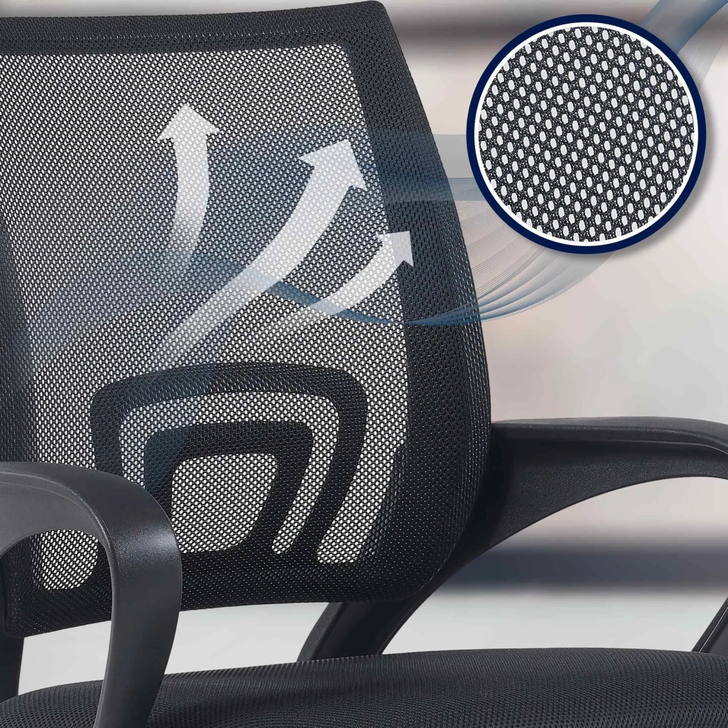 DELUKE Bürostuhl Ergonomisch ZEOS Schreibtischstuhl Mit Netzbespannung Höhenverstellbarer Drehstuhl 120 Kg Schwarz