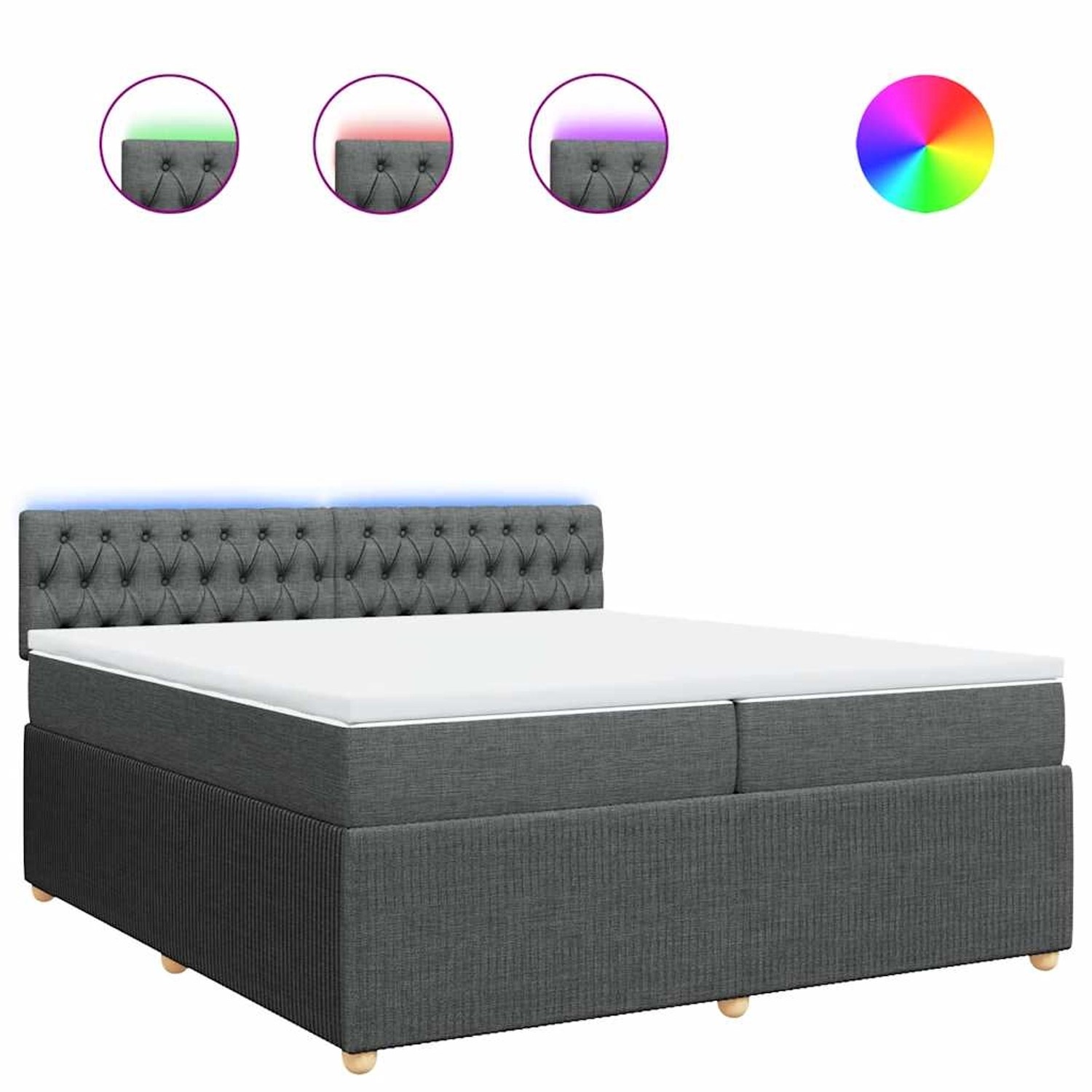 vidaXL Boxspringbett mit Matratze Dunkelgrau 200x200 cm Stoff 3289871 günstig online kaufen