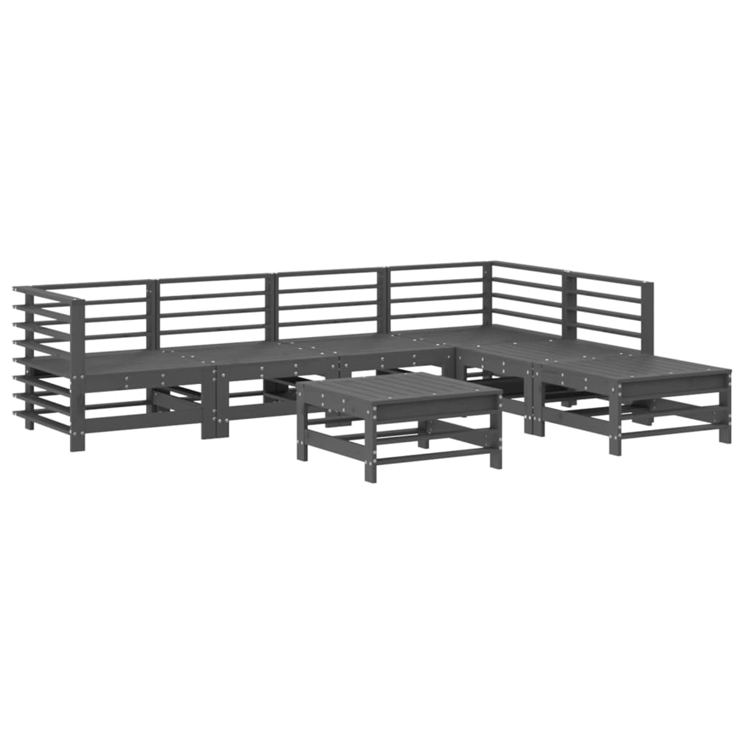 vidaXL 7-tlg Garten-Lounge-Set Grau Massivholz Kiefer Modell 22