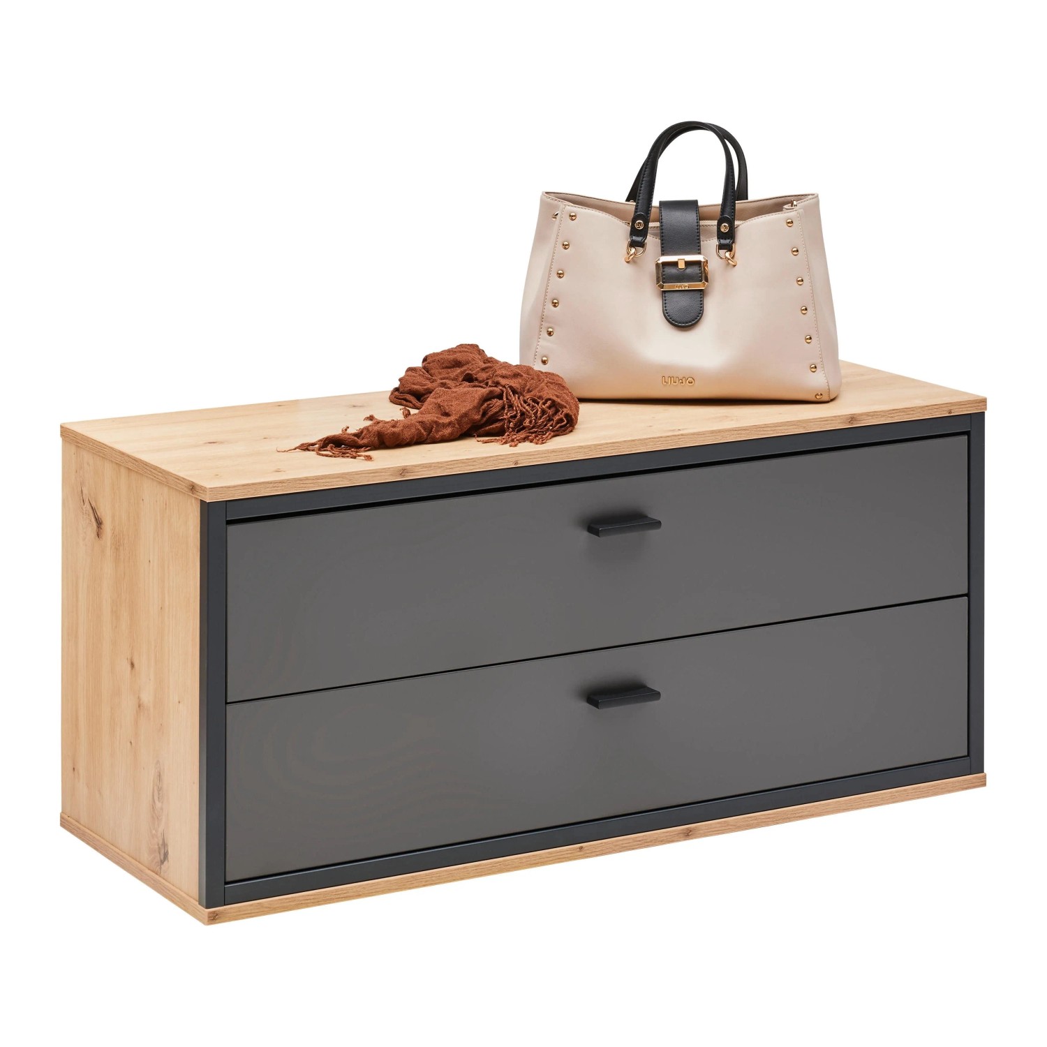 Premium Living Garderobenbank Florenz Grau/Eiche Artisan