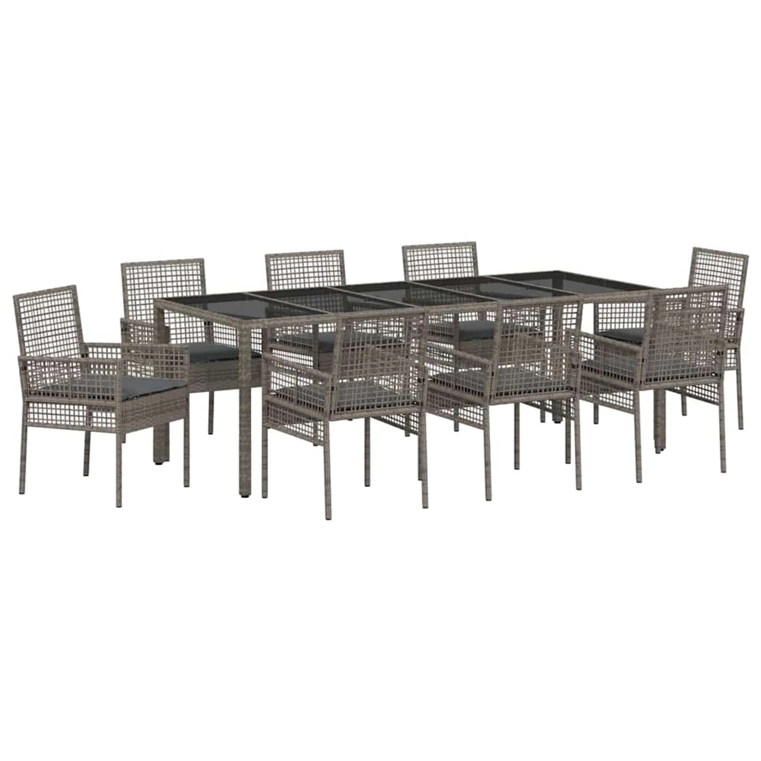 vidaXL Garten Essgruppe 9-Tlg Grau Poly Rattan 3334877 günstig online kaufen