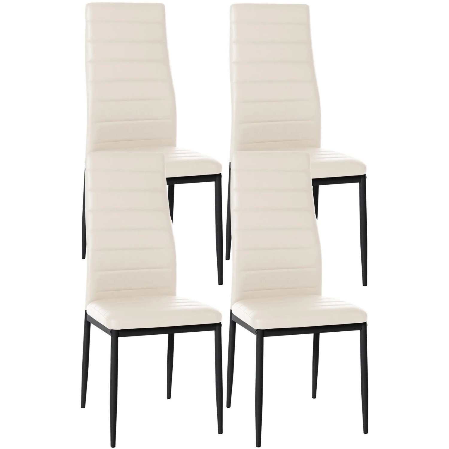Clp 4er Set Esszimmerstühle Mayfair Creme/Kunstleder