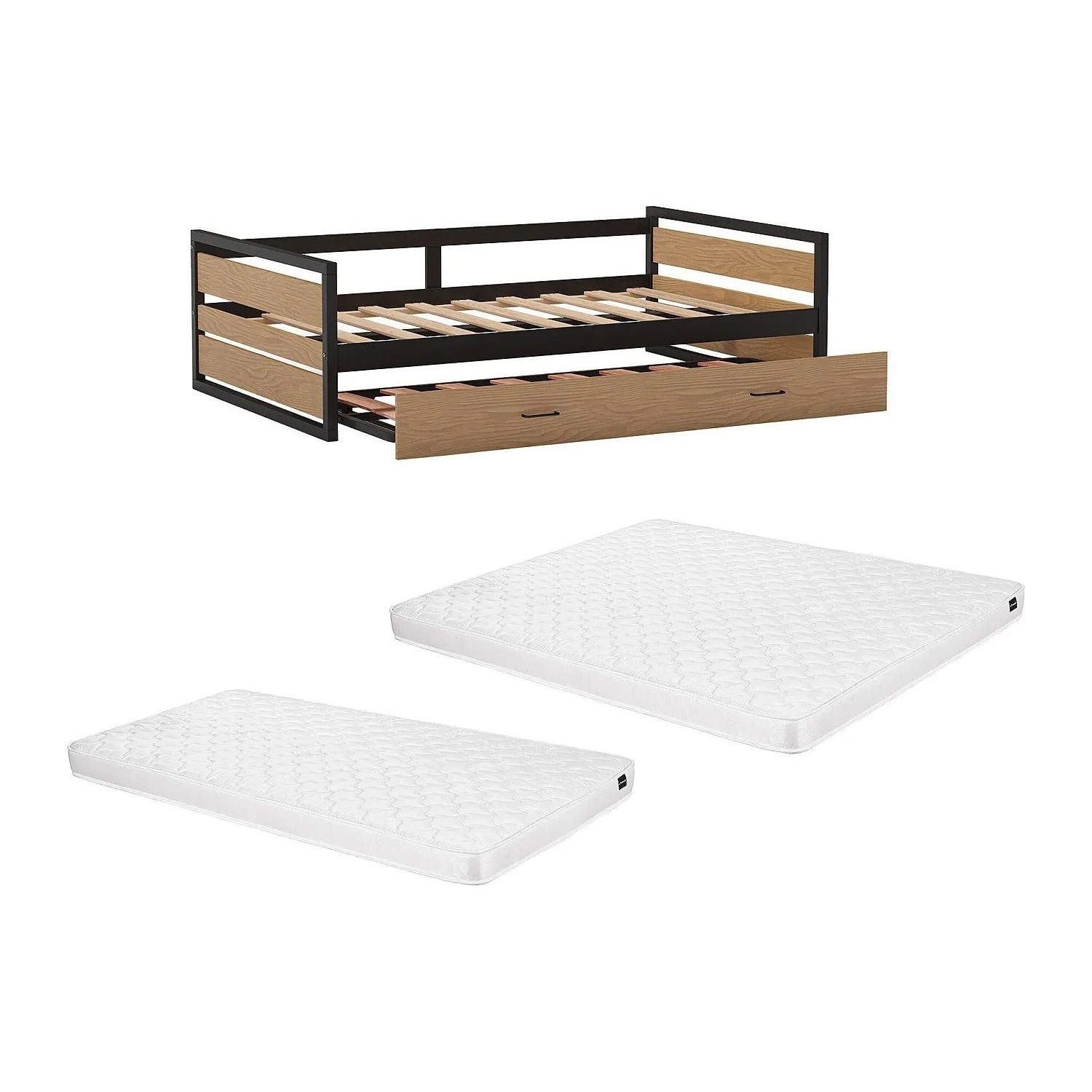 Vente-unique Bettrahmen Boston Naturfarben Hell 210 cm