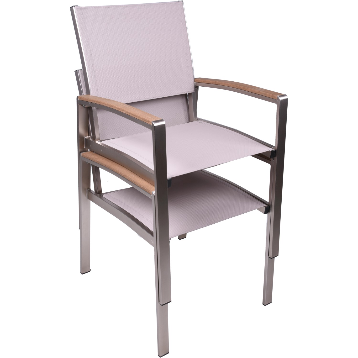 Stapelstuhl aus dem 5-teiligen Garden Pleasure Gartenmöbel-Set Florence, champagnerfarben.