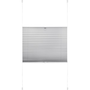 Hellgraues Thermo-Spannplissee Toledo, 60x130 cm, mit Zugschnüren und Klemmträgern.