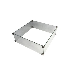 Elementi Glasumrandung für Carpertee Feuerstelle, quadratisch, aus Glas mit Edelstahlverbindern.