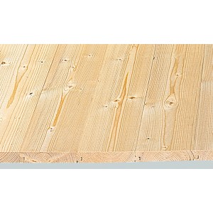 Hobeldiele Fichte/Tanne, unbehandelt, mit Nut und Feder, Holzstruktur sichtbar.