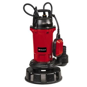 Einhell GE-DP 900 Cut Schmutzwasserpumpe in Rot und Schwarz mit Schwimmerschalter.