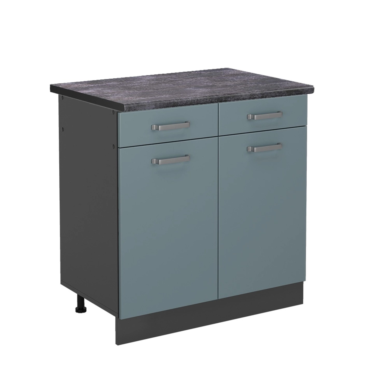 Vicco Küchenunterschrank R-Line Blau-Grau/Anthrazit 80 cm AP Anthrazit günstig online kaufen