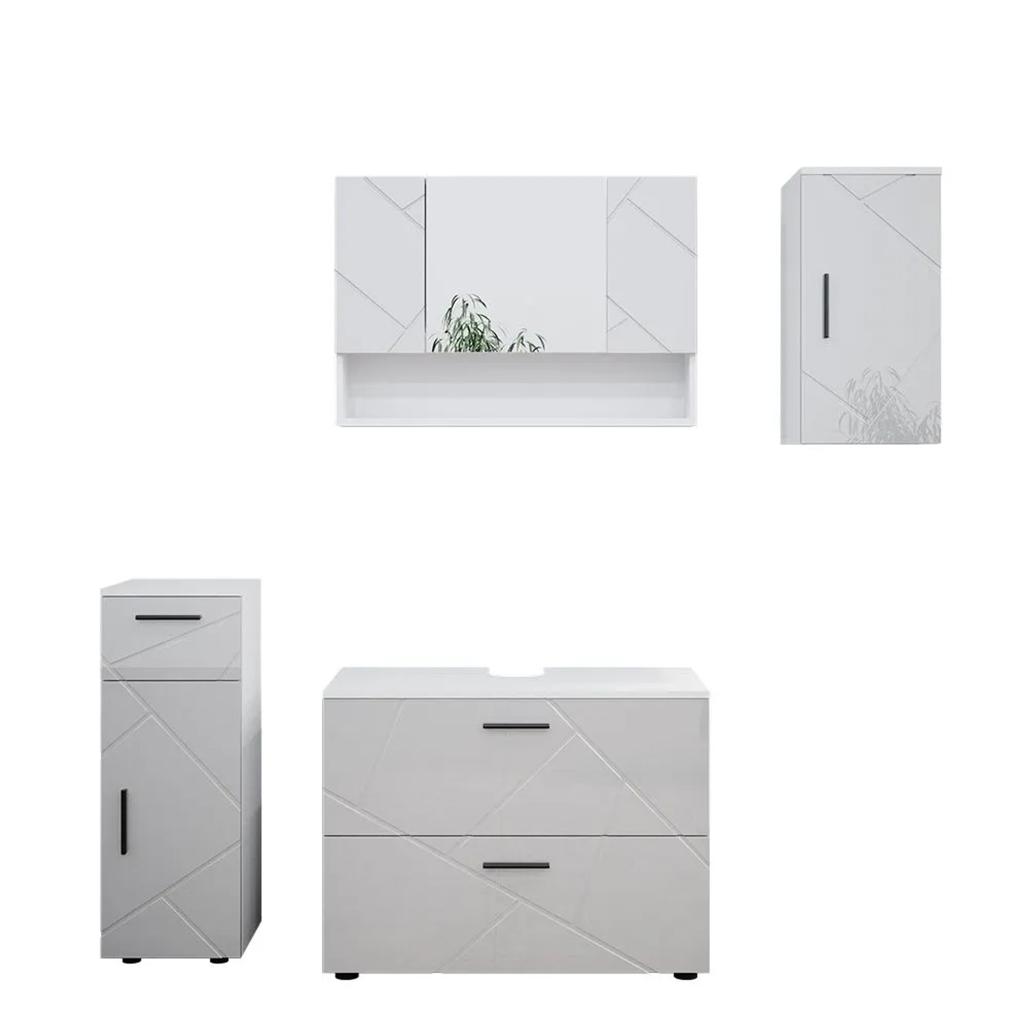 Vicco Badmöbel-Set Irma Weiß Hochglanz 80 x 59 4-teilig