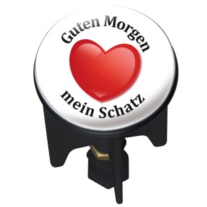 Wenko Waschbeckenstöpsel Guten Morgen mit Herz-Motiv für Bad & Gäste-WC.