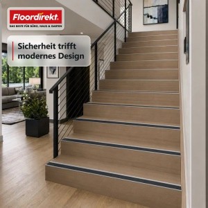 Floordirekt Treppenkantenprofil Tech Aluminium Anti-Rutsch-Profil Carborundum-Einlage100 cm
