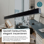 Schwarze, erweiterbare LED Tresenleuchte (120cm) von LUXULA für Büro/Arbeitsplatz. Pendelleuchte mit CCT-Funktion.